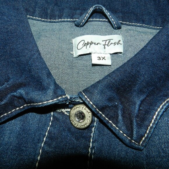 NWT 3XL Women's Embroidered Feathers Cropped Denim Jacket Copper Flash🆕⌚🏃💨🚚 - Picture 13 of 16